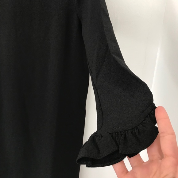 NWOT Ganni Clark Long Sleeve Ruffle Black Dress - Picture 4 of 6